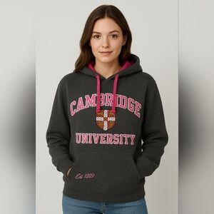 Cambridge University Gray Hoodie, Warm, Size M, Official Merchandise